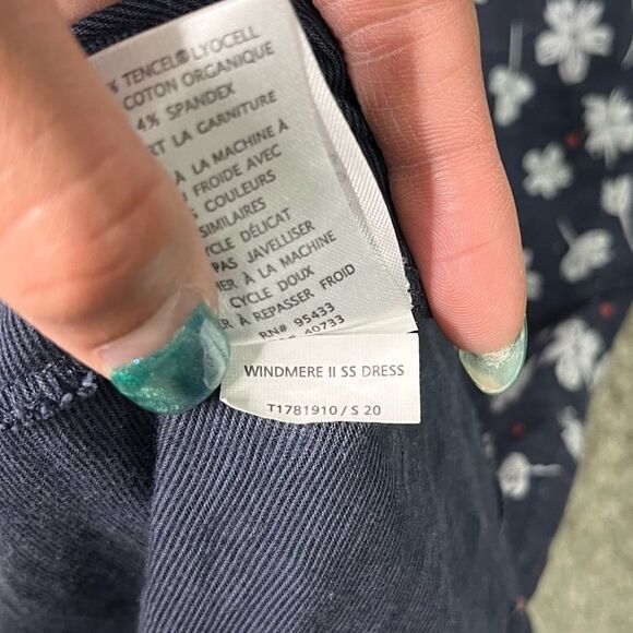 Toad&Co Dress Women’s Small Windmere II Navy & White Floral Short Sleeve T-Shirt - Picture 7 of 9